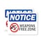 Signmission Weapon Free Zone OSHA Notice Sign, Vinyl Decal, 10in W x 7in L, 2PK OS-2PACK-NS-D-710-L-16888 - alternate 1